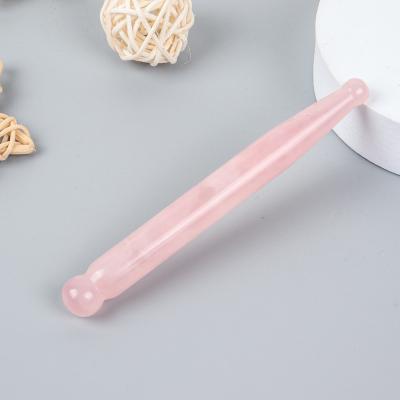 China Natural Rose Quartz Stone Gua Sha Body Face And Eye Massage Stick For Acupuncture Therapy Point Treatment for sale