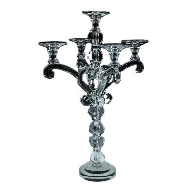 China Art New Folk 5 Arm Candelabra Centerpieces Wedding Crystal Centerpiece Crystal Candle Holder for sale