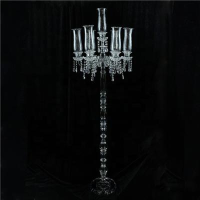 China Hot Selling 7am Large Crystal Candle Holder Crystal Candelabra Wedding Centerpieces Candlestick Decoration for sale