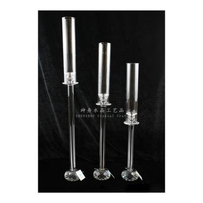 China Large Crystal Tube Candle Holder Crystal Candelabra Crystal Candelabra Wedding Candlestick Decoration Centerpieces for sale