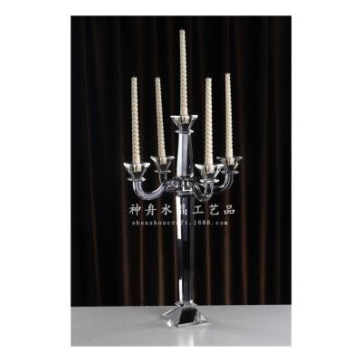 China Factory Sale Crystal Candelabra 5 Arms Wedding Candlestick Decoration Decorate Crystal Candle Holder for sale