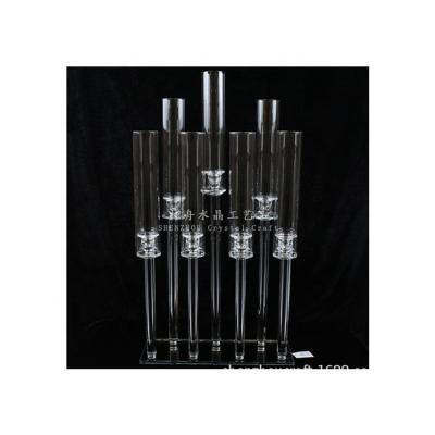 China Glass Tube Crystal Candelabra Centerpiece Wedding Decorations Crystal Candle Holder 7am Candlestick Decoration for sale