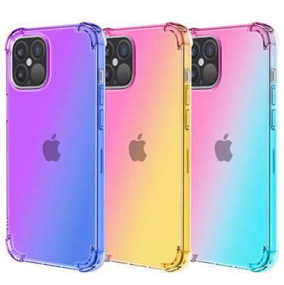 China Light And Thin Color Airbag Gradient TPU Shockproof Phone Case For iPhone 12 Silicone Case for sale