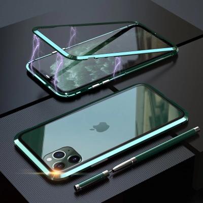 China Easy install and remove hard tempered glass back cover for iphone 11 magnetic adsorption phone case, for iphone 11 case with magnet for sale