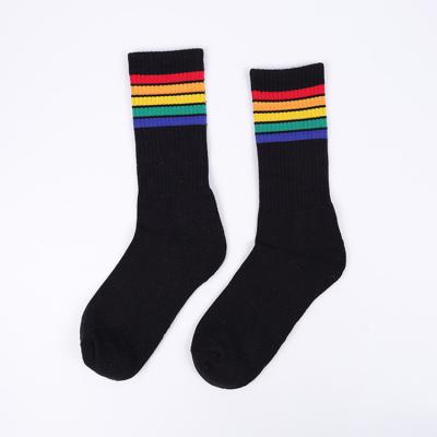 China Best Selling QUICK DRY Made Girls Colorful Rainbow Socks Custom Logo Women's Cotton Fluffy Rainbow Socks for sale