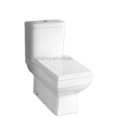 China Double-flow European style shape two-piece square toilet / square toilet sanitary ware for sale