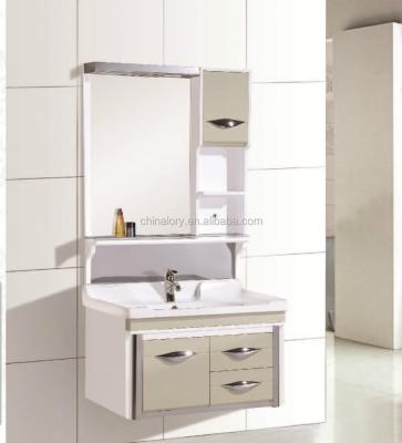 China Modern Sanitary Ware Bathroom PVC Sanitary Cabinet With Mirror And Sink for sale