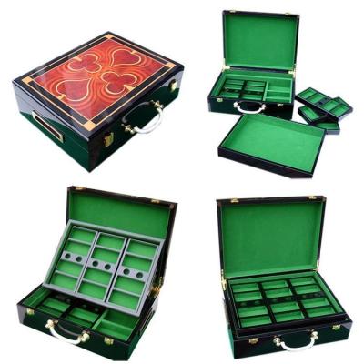 China 300 Wooden Poker Chips Wooden Case 500 Set 40 43 55mm for sale