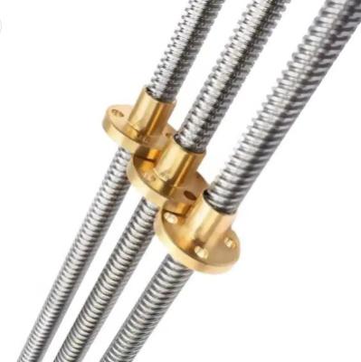 China Hotels Nut High Precision T8 T10 T12 T14 T16 T20 Stainless Steel Brass Trapezoidal Lead Screw for 3D Printer for sale