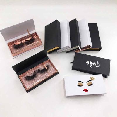 China Recyclable custom paper empty wick boxes packaging black eyelash storage slide pckaging box with gold pull drawer for sale