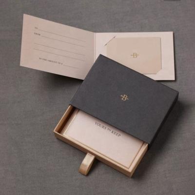 China Recyclable Logo Notepad Rectangle Drawer Gift Box Hot Stamping Paper for sale