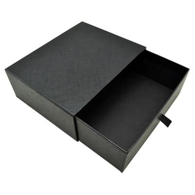 China Recyclable Custom Shiny Retrievable Plain Black OEM Lamination Drawer Jewelry Packaging Paper Box Wallet Box for sale