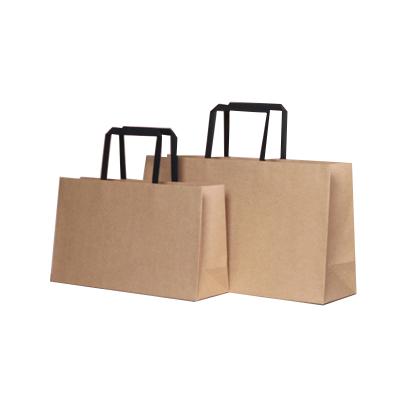 China Large Recyclable Brown Luxury Kraft Paper Shopping Bag In Hand Length Square Handle for sale