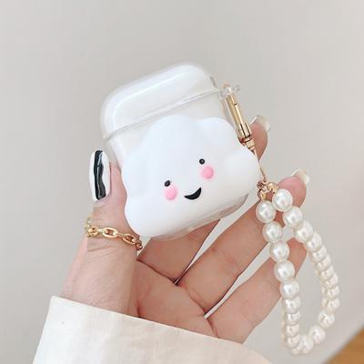 China For Earbuds Case For Airpods 2 With Pearl Key Chain, 3D Clear Cute Girls For Airpods Pro Case Cover // for sale