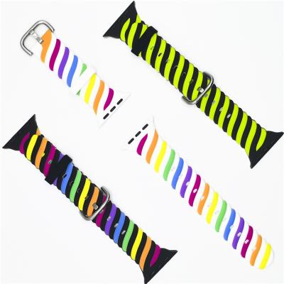 China Dreamway Soft Silicone Rainbow Brand Watch Straps For Apple Watch Sport Band Strap For i Watch Bands for sale