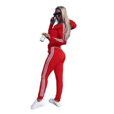 China Autumn Sport Wear Breathable Women Custom Logo Striped Plus Size Hoodies Jogging Suit Woman for sale