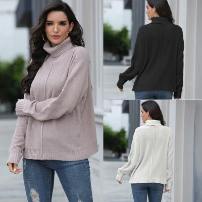 China Gray Turtle Neck Lapel Women Cotton Tops Fashionable Luxury Knitted Sweater Women Long Winter Anti-wrinkle for sale