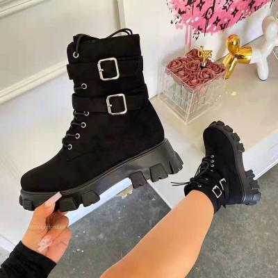 China 2021 Autumn Brown Durable Boots For Women New European And American Female Short Boot Plus Size Martin Boots for sale