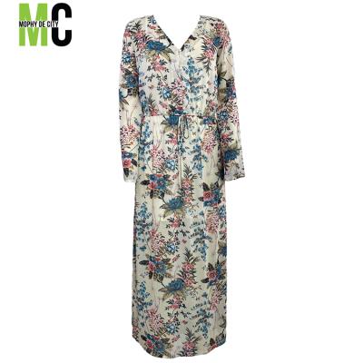 China Wholesale Breathable Women Casual Dresses Spring Summer Dress Floral Print Chiffon Maxi Dresses for sale