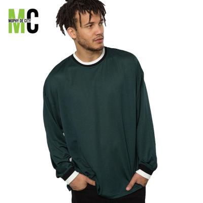 China LATEST LOGO CUSTOM LOGO breathable WHOLESALE MEN'S LONG SLEEVE MESH DROP SHOULDER SWEATER T-SHIRT TOPS for sale