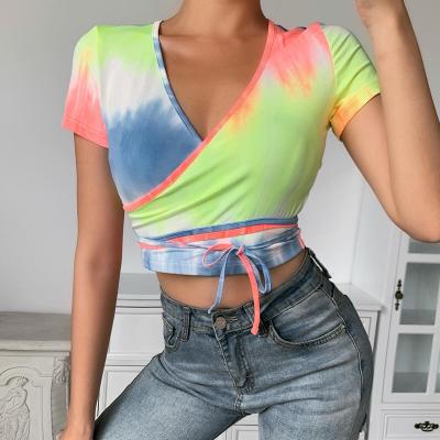 China Latest Wholesale Breathable Breathable Logo Summer Women Tie Dye Custom T-Shirt for sale