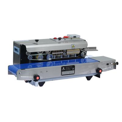 China Food Brother Automatic Horizontal Continuous Film Plastic Bag Heat Embossing Sealer Machine for sale