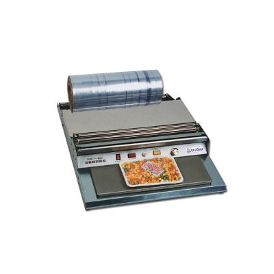 China TW450 Semi Automatic Manual Fish Food Vegetable Food Meat Hand Plastic Cling Film Tray Wrapping Machine for sale