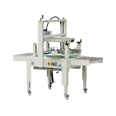 China Semi Automatic Food Top And Bottom Drive Tape Side Cardboard Crate Box Sealer for sale