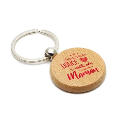 China Portable Custom Engravable Wooden Car Key Chain Mute Key Chain for sale