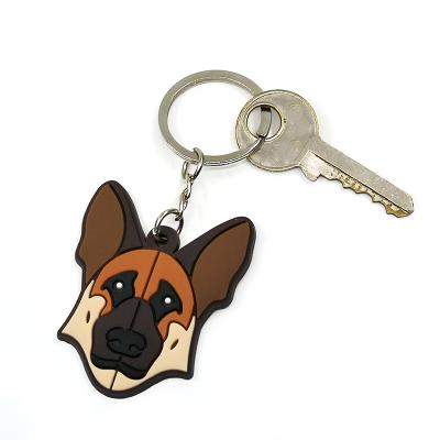 China Promotional Keychains Accept Custom PVC Animal Dog Figurine Cute LOGO Key Chain for sale