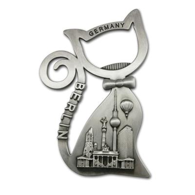 China Promotion Gift Custom Design Bar Accessories Metal Beer Bottle Opener With Cat Design for sale