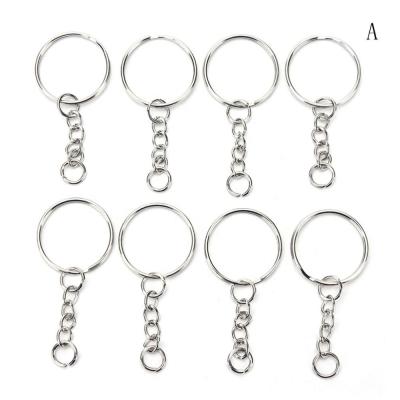 China Silver Stainless Key Chains 3 Key Chains 25mm Alloy Circle DIY Keychain Styles Jewelry Key Chain Key Ring for sale