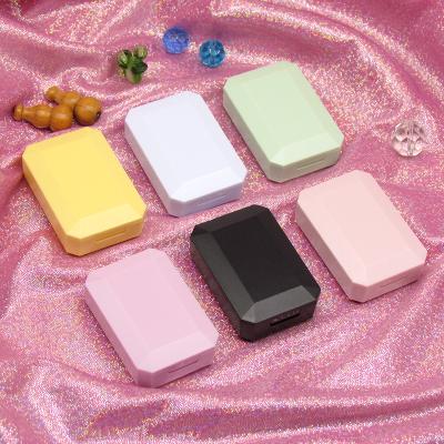 China Fashion Portable Mini Contact Lens Case Pocket Rectangle Easy Carry Storage Box Make Up Travel Kit Cute Beauty Mirror Container Style for sale