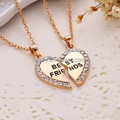 China Friend Fashion Series Two Forever Classic Color Gold And Silver Half Brother And Half Brother Couple Friend Pendant Necklace for sale