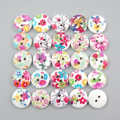 China Sustainable Circular Mixing Wooden Paint Buttons Craft Scrapbook Sewing Card Making DIY for sale