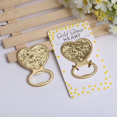 China Viable Promotion Golden Heart Gift Bottle Opener Creative Beer Bottle Opener for sale