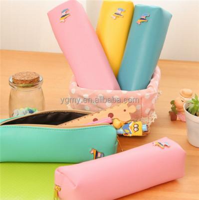 China Schools & Offices Candy Color Horse PU Pencil Case Storage Bag Escolar Papelaria Leather Escolar for sale