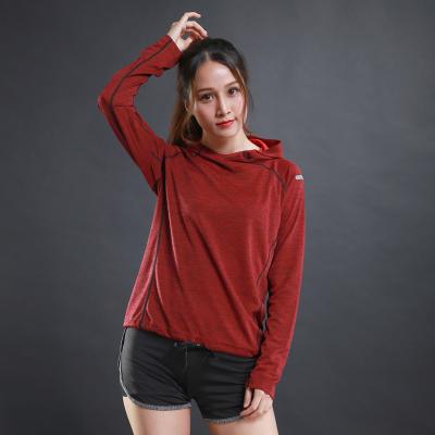 China 2021 QUICK DRY Women's T-shirt Gym T-shirt Women's T-shirt Oversized Long Sleeve Hooded T-Shirt for sale