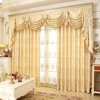 China Blackout Gold Color Flower Pattern Living Room Decoration Blackout Jacquard Curtain Half Shiny Drapes For Window for sale