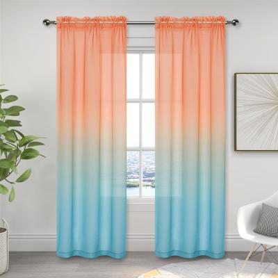 China Blackout Style 100% Polyester Bedroom Organza Lightweight Rainbow Gray French Style Blackout Printing Semi Sheer Curtains for sale