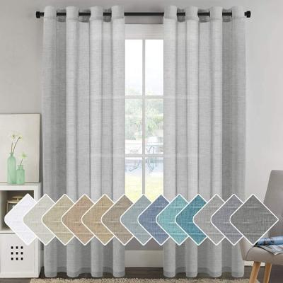 China Factory Direct Wholesale Blackout Custom Made Drapes Plain Panel Mix Colored Linen Sheer Voile Curtain for sale