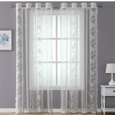 China French Blackout Lace Living Room Drapes Floral Design Sheer Curtains Lace Trim For Bedroom Windows for sale