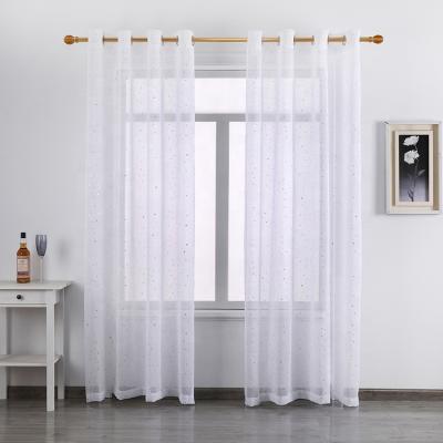 China Blackout China Supplier Product Hot Selling Pure White Silver Star Foil Printing Dew Drop Curtain for sale