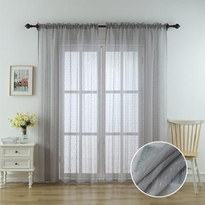 China Sheer Blackout Gray Color Amazon Striped Voile Tulle Window Curtains Drapes For Living Room Home for sale