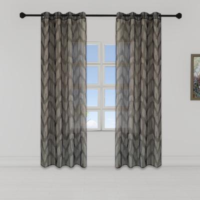 China Home Curtains Tulle Logo Package Wave Printed Patterned Jiaohui Wholesale Custom Sheer Voile Window Blackout for sale