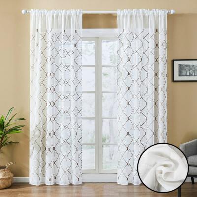 China Cheap Geometric Interior Blackout Window Embroidered In Bulk Living Room Tulle Pattern New Sheer Curtain Design for sale