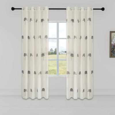 China Blackout Jiaohui Custom Canvas Look Leaves Embroidery Sheer Tulle Window Curtains Drapes For Home for sale