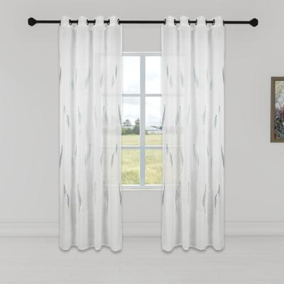 China Blackout Jiaohui Cheap White Feather Embroidered Sheer Tulle Bedroom 52X84 Inch Curtains For Window for sale