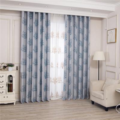 China Modern Blue Blackout Factory Pattern Large Size Living Room Jacquard Blackout Curtains Drapes Bedroom Decoration for sale