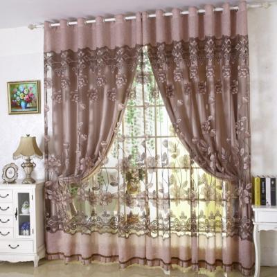 China Sheer Blackout Styles Macrame Double Layer Ready Made Modern Bedroom Window Drapes Burnout Printing Blackout Curtains For Living Room for sale